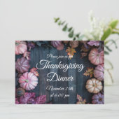 Thanksgiving Diner Pompoen Uitnodiging Rustiek (Staand voorkant)