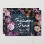 Thanksgiving Diner Pompoen Uitnodiging Rustiek (Voorkant / Achterkant)