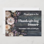 Thanksgiving Diner Pompoen Uitnodiging Rustiek (Voorkant)