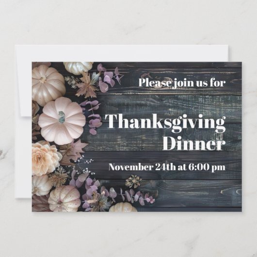 Thanksgiving Diner Pompoen Uitnodiging Rustiek (Voorkant)