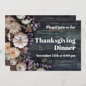 Thanksgiving Diner Pompoen Uitnodiging Rustiek (Voorkant / Achterkant)