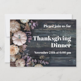 Thanksgiving Diner Pompoen Uitnodiging Rustiek
