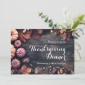 Thanksgiving Diner Pompoen Uitnodiging Rustiek (Staand voorkant)