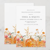 Thanksgiving Diner Pompoen Wildflower Modern Kaart (Voorkant / Achterkant)