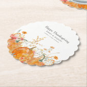 Thanksgiving Diner Pompoen Wildflower Modern Kartonnen Onderzetters (Gekanteld)