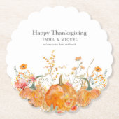 Thanksgiving Diner Pompoen Wildflower Modern Kartonnen Onderzetters (Voorkant)
