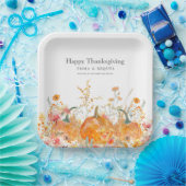 Thanksgiving Diner Pompoen Wildflower Modern Papieren Bordje (Feest)