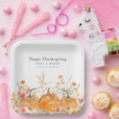 Thanksgiving Diner Pompoen Wildflower Modern Papieren Bordje (Feest)