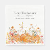 Thanksgiving Diner Pompoen Wildflower Modern Servet (Voorkant)