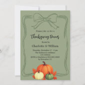 Thanksgiving Diner Pompoenen Boog Gedempt Moss Gro Kaart (Voorkant)