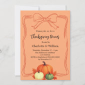 Thanksgiving Diner Pompoenen Bow Atomic Tangerine Kaart (Voorkant)