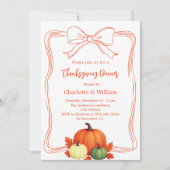 Thanksgiving Diner Pompoenen Bow Hand-getrokken si Kaart (Voorkant)