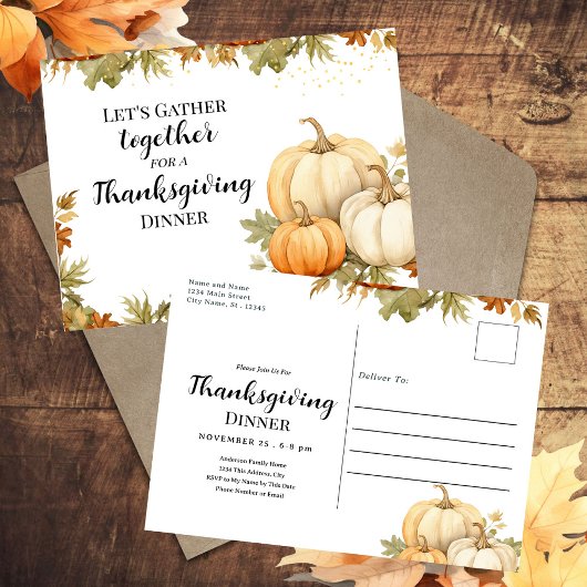 Thanksgiving Diner Pompoenoogst Briefkaart