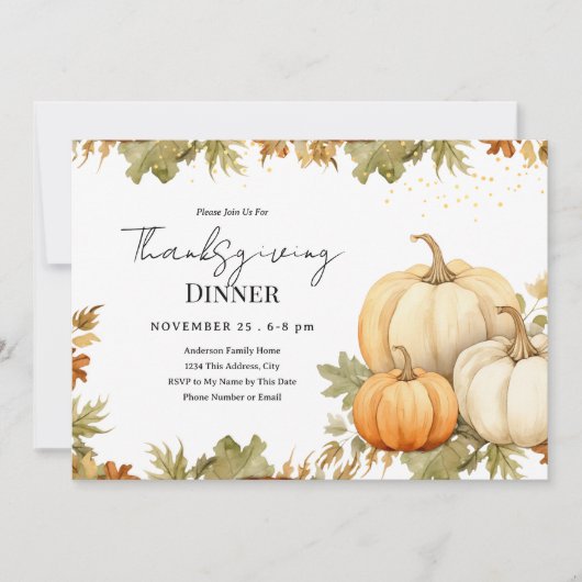 Thanksgiving Diner Pompoenoogst Kaart (Voorkant)