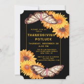 Thanksgiving Diner Potluck Zonnebloemen Vlinders Kaart (Voorkant)