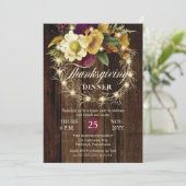 Thanksgiving diner - Rustic Woodsy Licht Wreater Kaart (Staand voorkant)