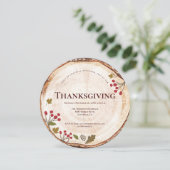 Thanksgiving Diner Rustiek hout Fall Bladeren Kaart (Staand voorkant)