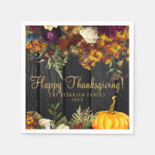 Thanksgiving diner rustieke herfst bloemenhout servet (Voorkant)