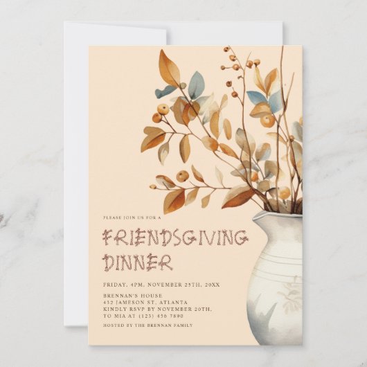 Thanksgiving Diner Rustieke Herfst Friendsgiving Kaart (Voorkant)