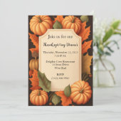 Thanksgiving Diner Rustieke Herfst Pompoen Kaart (Staand voorkant)