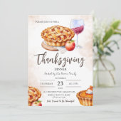 Thanksgiving Diner Rustieke Waterverf Pompoentaart Kaart (Staand voorkant)