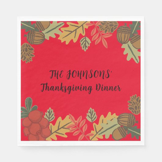Thanksgiving Diner servet, gepersonaliseerde kerst Servet (Voorkant)