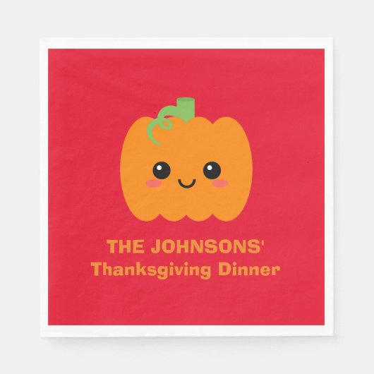 Thanksgiving Diner servet, gepersonaliseerde pompo Servet (Voorkant)