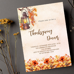 Thanksgiving Diner sinaasappel herfst vintage Uitnodiging Briefkaart