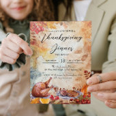 Thanksgiving Diner Tafel en Herfst Motieven Kaart