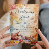 Thanksgiving Diner Tafel en Herfst Motieven Kaart