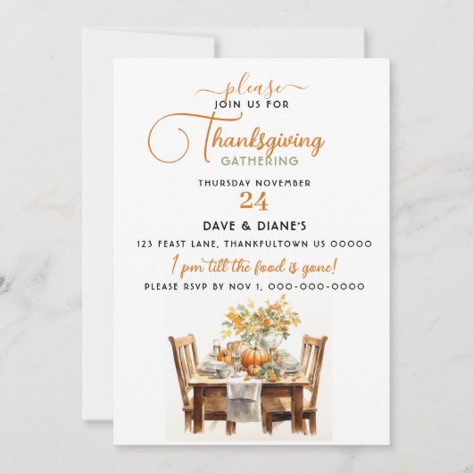 Thanksgiving Diner Tafel Verzamelen Kaart (Voorkant)