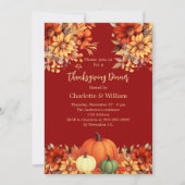 Thanksgiving Diner Terracotta Bloemen Pompoen Kaart (Voorkant)