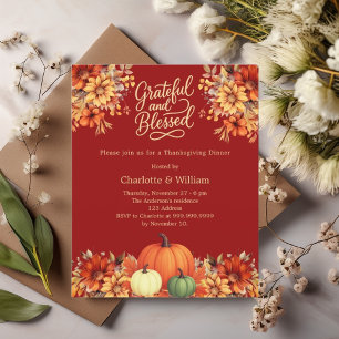Thanksgiving diner terracotta pompoen uitnodiging