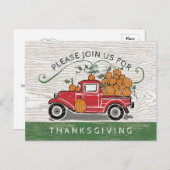Thanksgiving Diner Truck Pompoenen Uitnodiging Briefkaart (Voorkant / Achterkant)