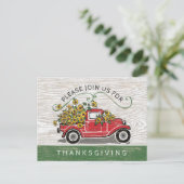Thanksgiving Diner  Truck Zonnebloemen Uitnodiging Briefkaart (Staand voorkant)