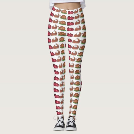 Thanksgiving Diner Turkije Cranberry Pie Foodie Leggings (Voorkant)