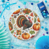 Thanksgiving-diner-Turkije patroon Papieren Bordje (Feest)