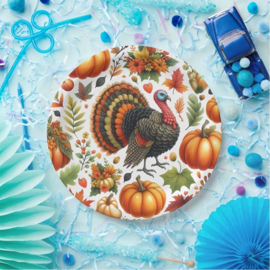 Thanksgiving-diner-Turkije patroon Papieren Bordje (Feest)