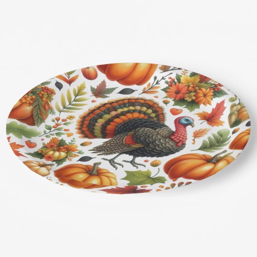 Thanksgiving-diner-Turkije patroon Papieren Bordje (Gekanteld)