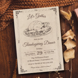 Thanksgiving Diner Turkije Rustieke  Herfst Kaart