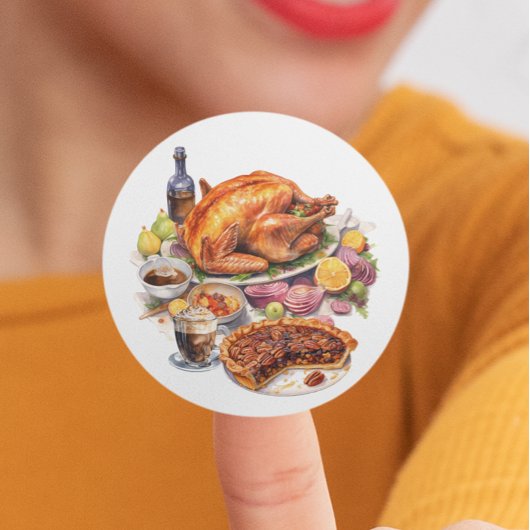 Thanksgiving Diner Turkije Taart Ronde Sticker