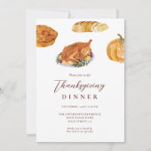 Thanksgiving Diner Turkije & Taart Waterverf Rusti Kaart (Voorkant)