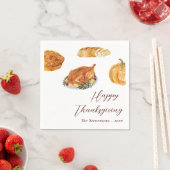 Thanksgiving Diner Turkije & Taart Waterverf Rusti Servet (Insitu)