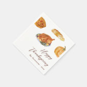 Thanksgiving Diner Turkije & Taart Waterverf Rusti Servet (Hoek)