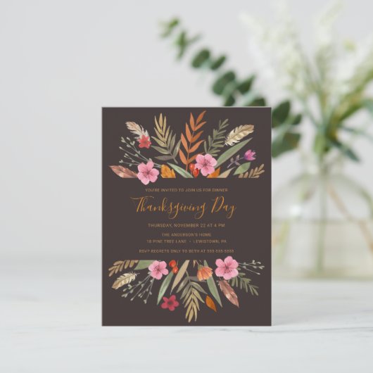 THANKSGIVING DINER UITNODIGEN BOTANISCHE HERFST BL KAART (Staand voorkant)