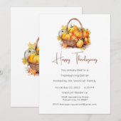 Thanksgiving diner uitnodigen, Thanksgiving vakant Feestdagenkaart (Voorkant / Achterkant)