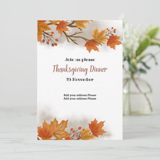 Thanksgiving diner Uitnodiging (Staand voorkant)