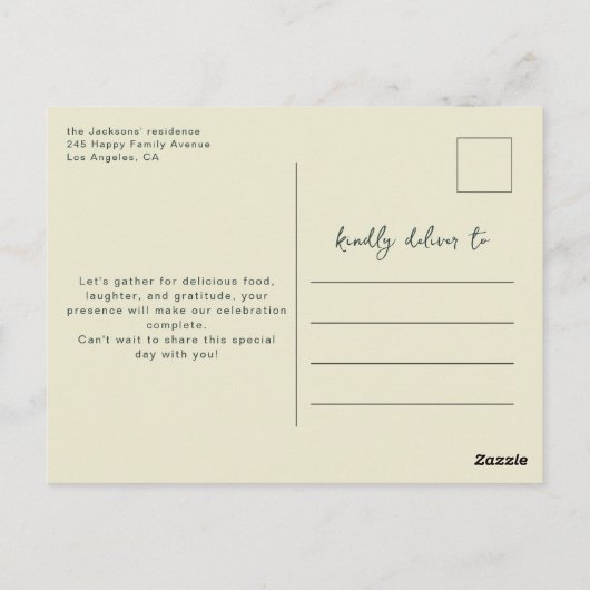 Thanksgiving Diner Uitnodiging Bloemen witte boog (Achterkant)