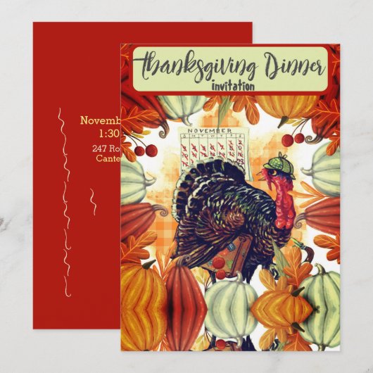 THANKSGIVING DINER UITNODIGING KALKOOEN (Voorkant / Achterkant)