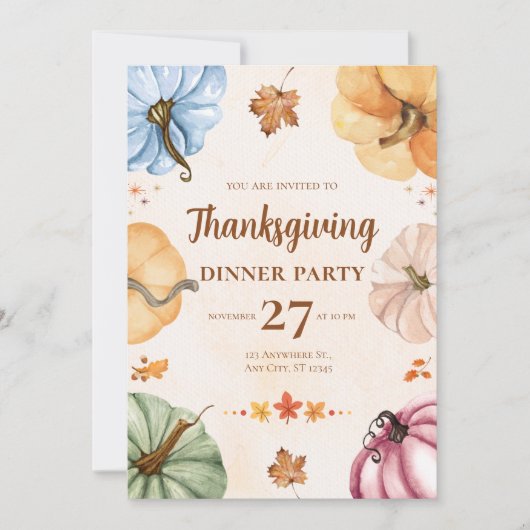 Thanksgiving Diner Uitnodiging - Laten we verzamel (Voorkant)